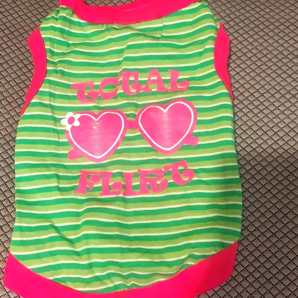 DOG Total Flirt Shirt -Size SMALL Hot pink with green and white stripes